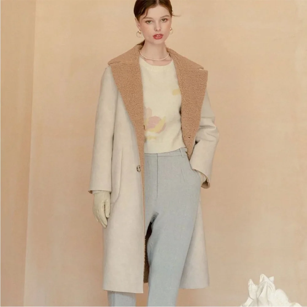 LAST DAY -- Petite Studio NYC Sienna Reversible Coat in Camel and Ivory BNWT - Picture 3 of 9